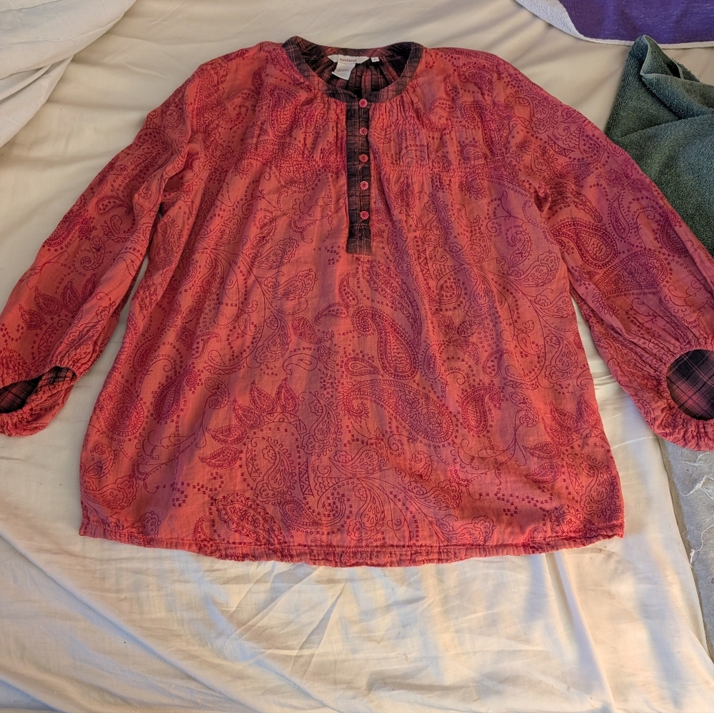 Sundance Paisley Henley Boho Blouse